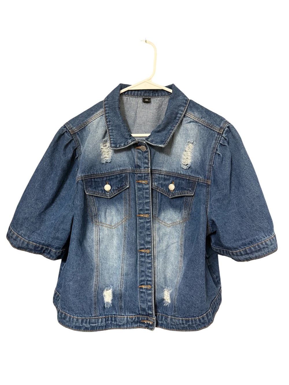 Shein Firerie Plus Ripped Flap Pocket Denim Jean Jacket Women’s Size 2XL / 16